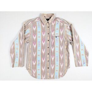 Liz Sport Vintage Cotton Top Women M Western Pastel Long Sleeve Button Down Top